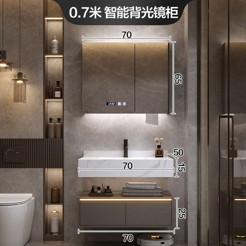 [Spot] Multifunctional storage rack, rock slab hot bending integrated basin, bathroom, washstand, face wash, bathroom cabinet combination