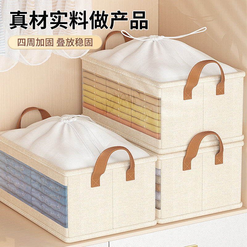 Large capacity clothes storage box balcony quilt wardrobe household wholesale finishing box dormitory bundle mouth portable storage basket