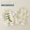Spring autum baby chinese style double layer long sleeves jumpsuit autumn style male and female baby one-year-old dress 100-day banquet climbing suit