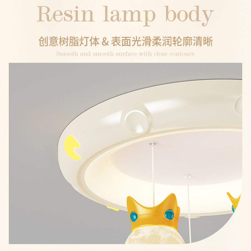 Bedroom light warm cream wind resin ceiling light creative crown hanging ball master bedroom children's room eye protection lamp