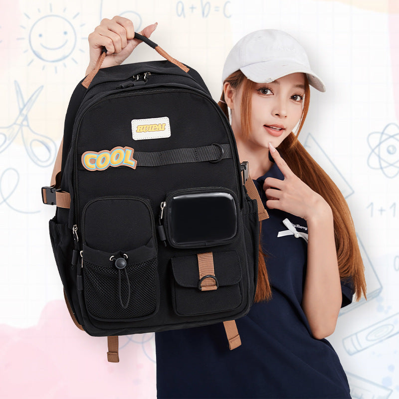 School bag University women's large-capacity dirt-resistant sixth grade spine care small food allowance pain bag backpack high school student travel backpack