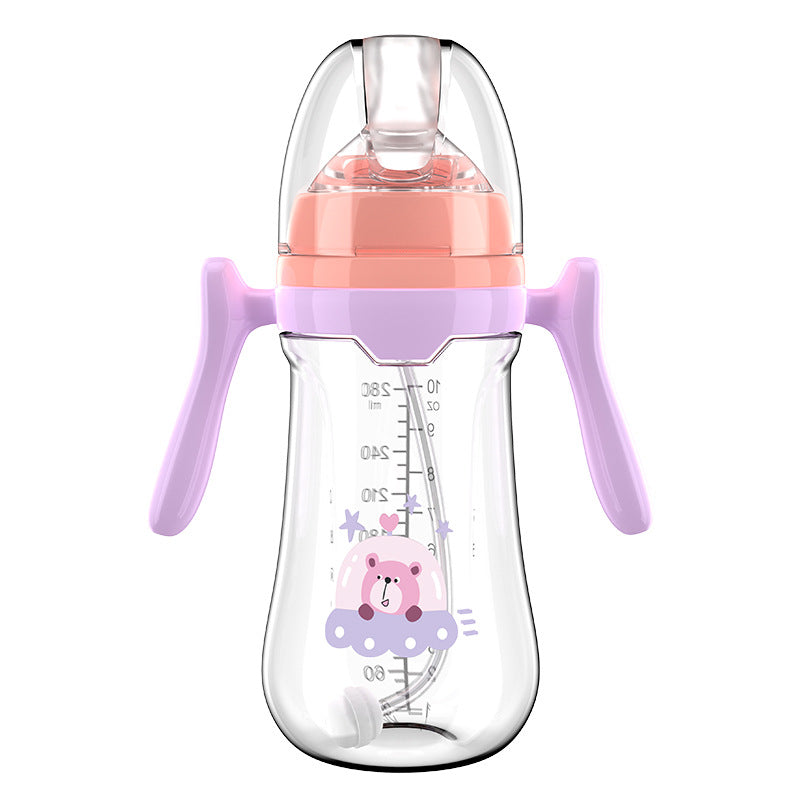 English boxed pacifier 180/240/280ml simple with handle PP bottle with straw