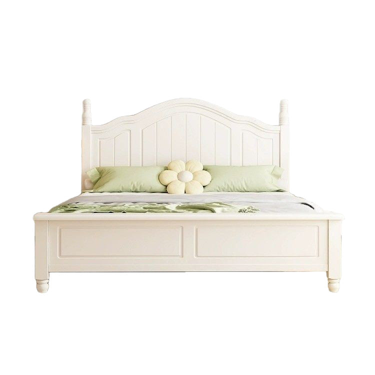 Scandinavianwhite solid wood bed modern casual cream style grids 1.8m double bed 1.5 master bedroom storage princess bed