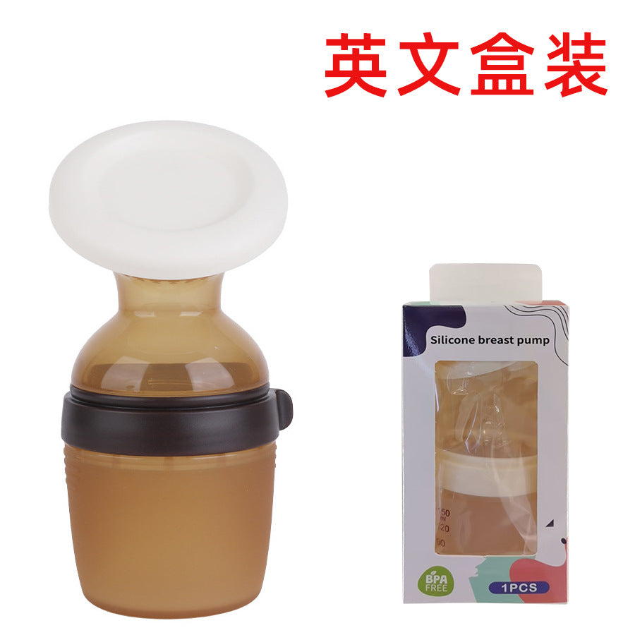 English Boxed silicone breast pump Anti-spill breast milk collector Manual breast pump Free hand milk collector Wholesale