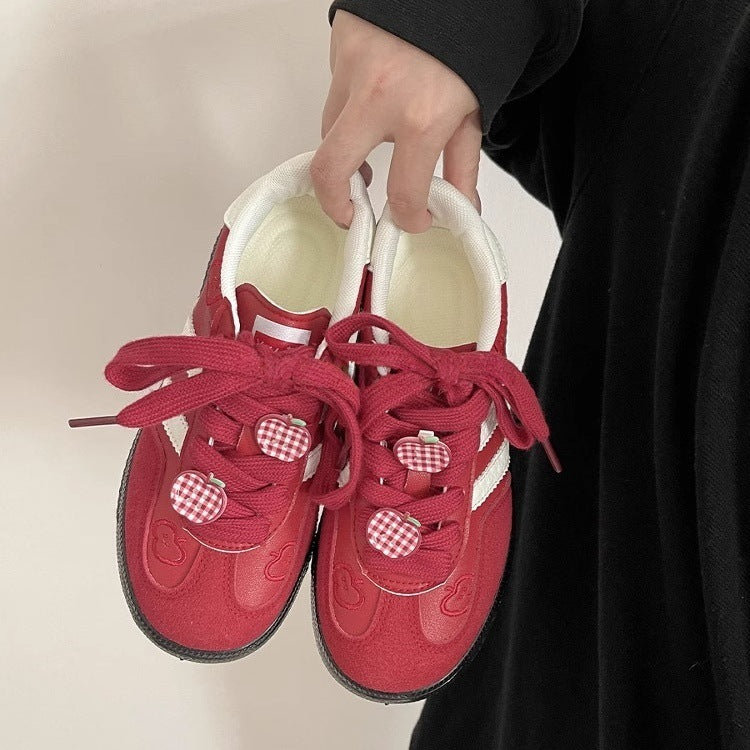 Summer chunky platform korean style white sneakers for women 2026, leather upper, versatile chic, breathable athletic casual board shoes for students