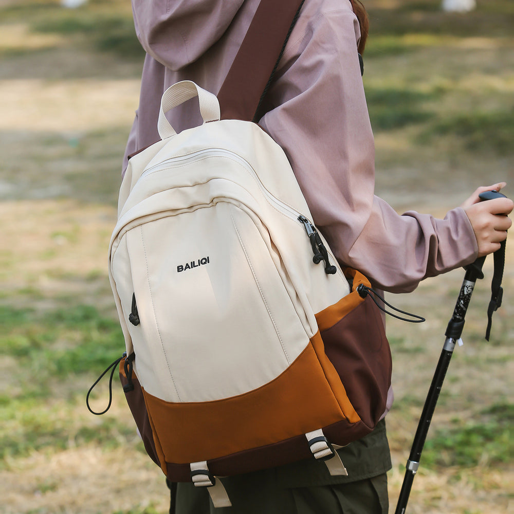 Outdoor backpack color block student backpack college style casual outdoor travel college student schoolbag lightweight backpack for men