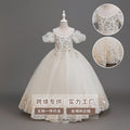 Yimingzhi girls' formal dress - off-the-shoulder, elegant flower girl dress for runway shows and piano performances - ready-to-ship cross-border fashion