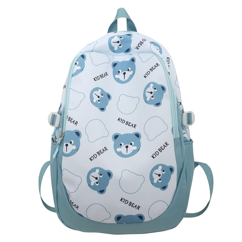 New Bear School Bag Female Junior High School Student High School Student Backpack Versatile Large Capacity High Value Burden Reduction Backpack