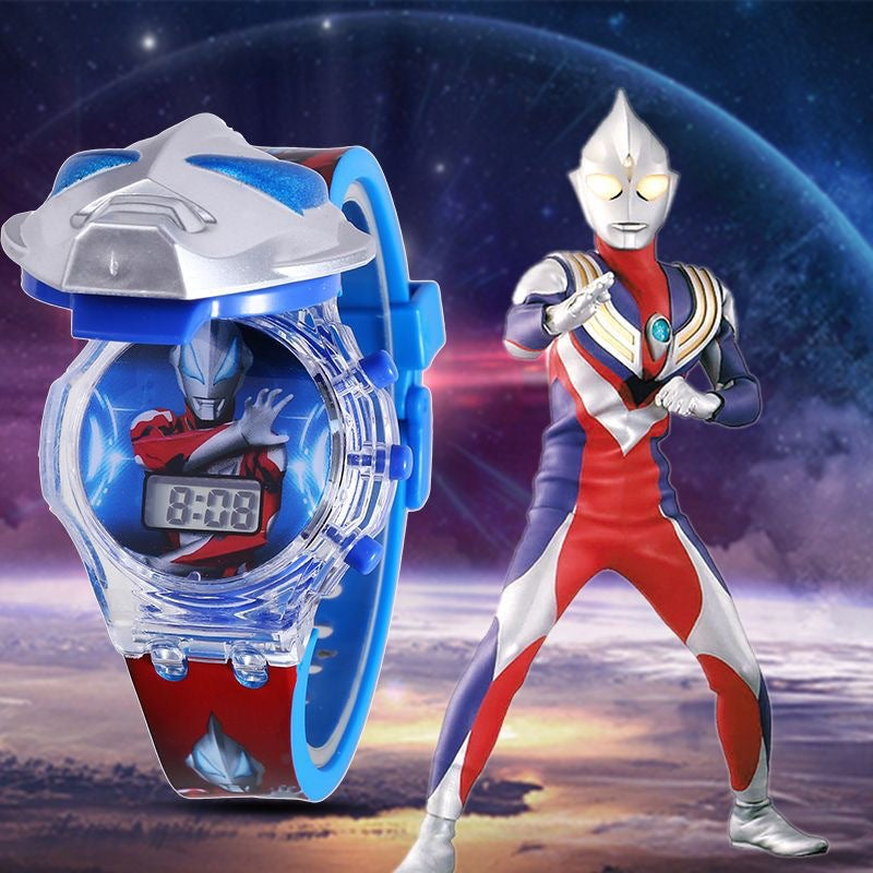 Kids' elsa kt cat musical light-up watch - elementary school cartoon flip electronic watch - kindergarten gift