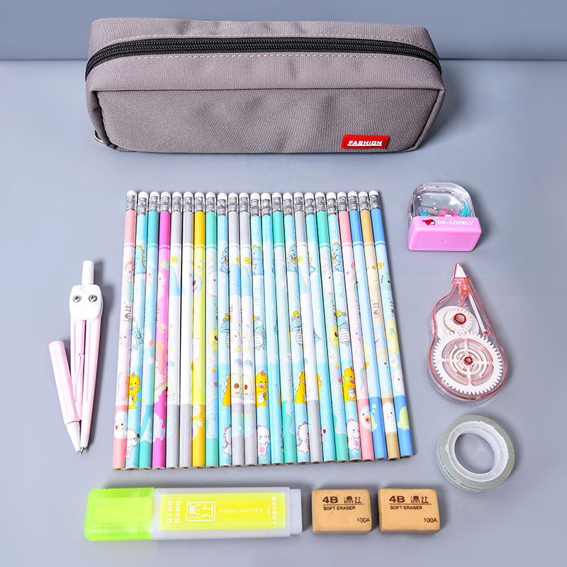 Primary school students large-capacity pencil bag dirt-resistant simple stationery box new + logo pencil bag wholesale stationery bag
