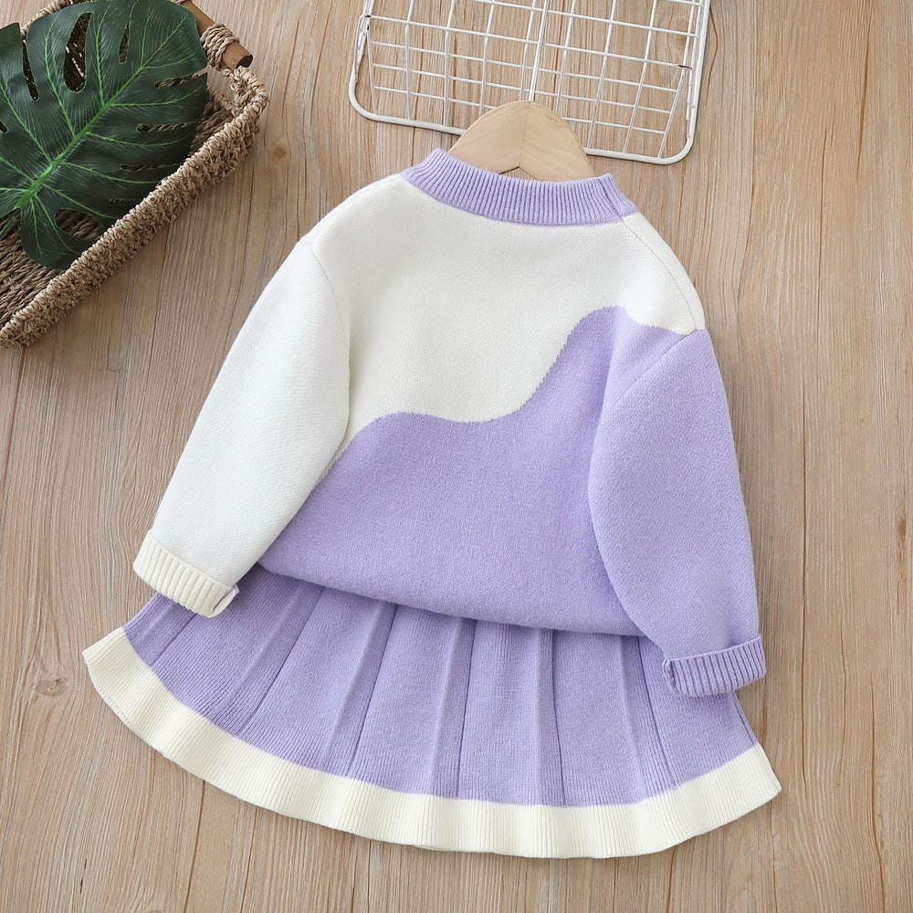 Girls' knitted sweater dress set - autumn/winter  collection - new year's style - little princess chic two-piece outfit