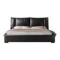 Source factory black leather bed italian normcore master bedroom upholstered double bed storage air pressure high box storage bed
