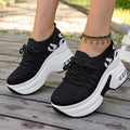 summer new arrival: plus-size women's casual comfortable flyknit sneakers with hidden wedge - wholesale sports style