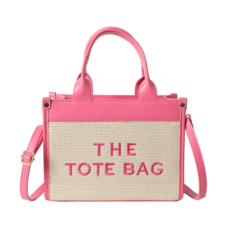 Straw woven tote bag summernew arrival bag for women cross-border small square bag letter patchwork tote bag export women's bag