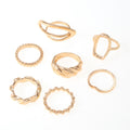European and american cross-border design irregular metallic shiny ring 7-piece set - unique, versatile, and trendy "instagrammable" finger rings and jewelry for women