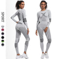 New women's long-sleeve yoga outfit - seamless, breathable, and perfect for autumn/winter skiing, running, outdoor cycling, and fitness training