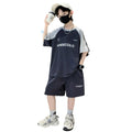 Boys' summer outfit set : new stylish summer kids' short-sleeve fashionable sportswear two-piece set, trendy summer style for boys