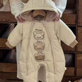 Autumn winter baby fleece-lined hoodie hooded hoodie baby onesie k-style winter clothing heattech clothes outing hoodie
