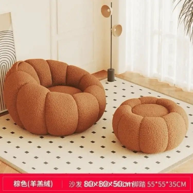 Cream style lazy sofa can lie down and sleep back chair pumpkin single sofa cashmere sofa chair fabric all-in-one