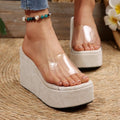 exportplus sizenew arrival one strap transparent open toe platform cake thick solewaterproof platform wedge outwear sandals and slippers for women