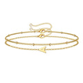 Amazon cross-border new product 26 letter grass line gold initial bracelet fashioneasiest for match layered rice bead chain bracelet for women