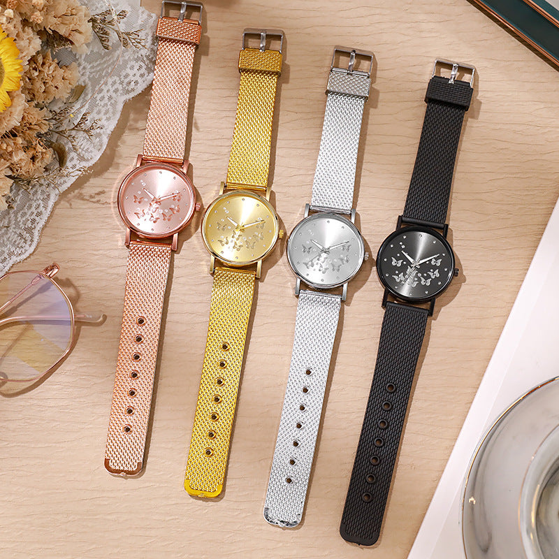 Liu's new cross-border butterfly women's casual watch, fashion tape wristwatch, ladies' quartz watch, trendy mesh strap watch