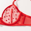 new arrival flocked heart-shaped women's intimates ultra-thin bra lacesexy push-up thin bra suit