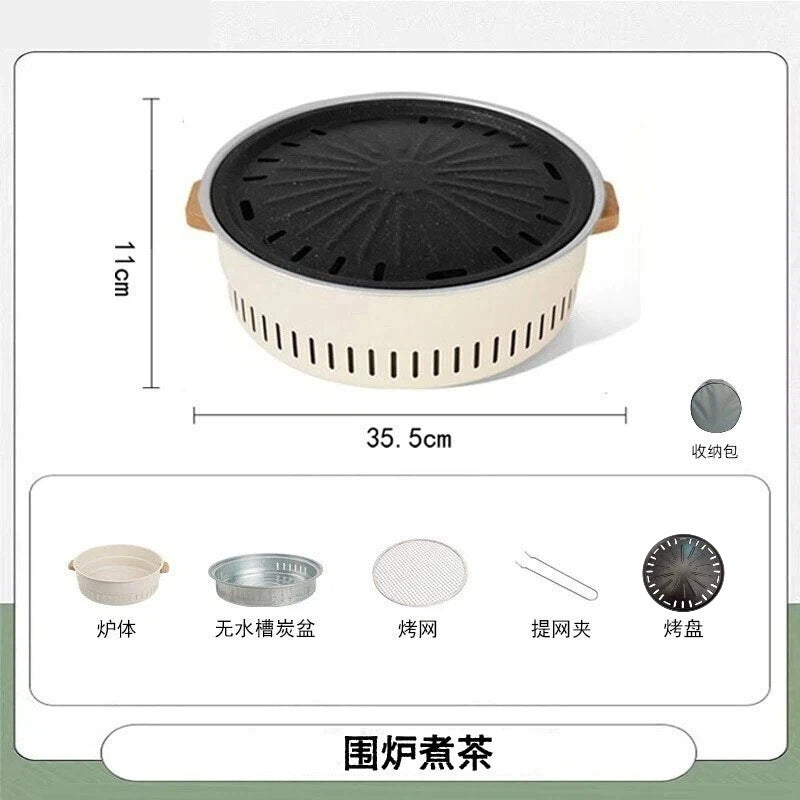 Outdoor camping style tea making by the stove zibo charcoal barbecue stove for home small multi-function smokeless barbecue grill heating stove