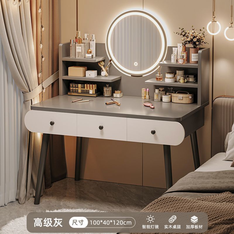 Modern minimalist vanity table - bedroom, small apartment, master bedroom - new light luxury style, trendy storage cabinet, all-in-one desk, makeup table