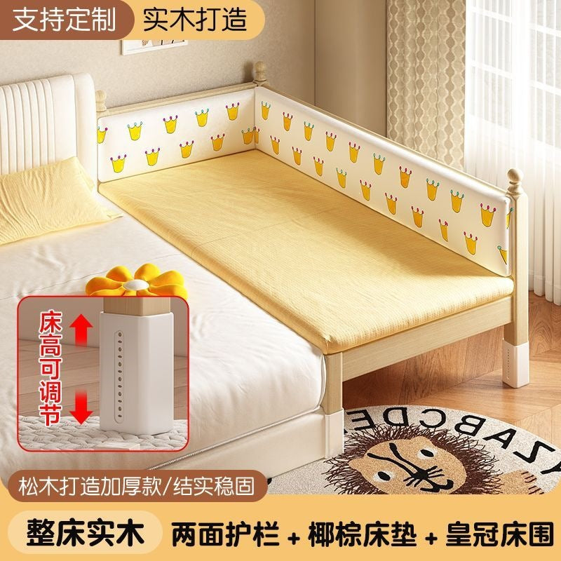 Kids bed patchwork boy big bed girl widened kids baby solid wood bedside crib guardrail crib