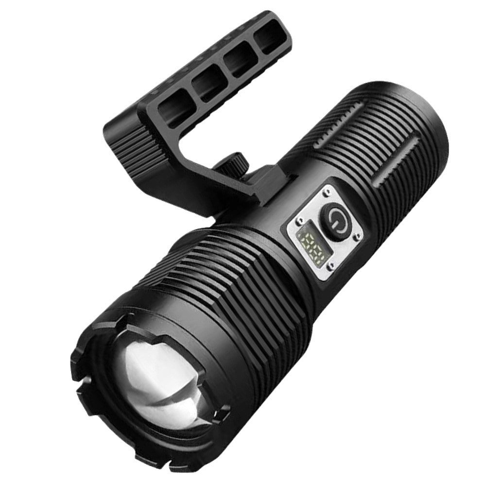 Cross-border new telescopic zoom XHP160 portable searchlight, outdoor patrol LED digital display strong light flashlight