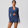 High-waisted brushed fleece tight pocket yoga set - cloud-soft quick-dry activewear three-piece outfit for outdoor leisure, running, and fitness