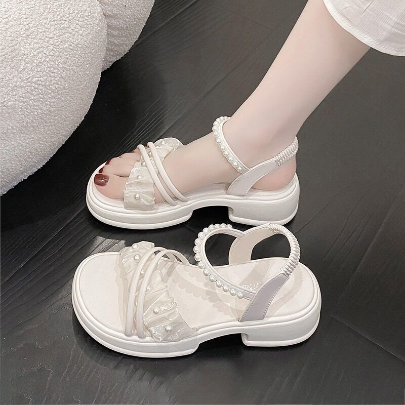 Girls' sandals: new summer  collection - trendy pearl-embellished princess sandals for girls, soft sole, stylish and popular for students (sizes for mid-to-large children)