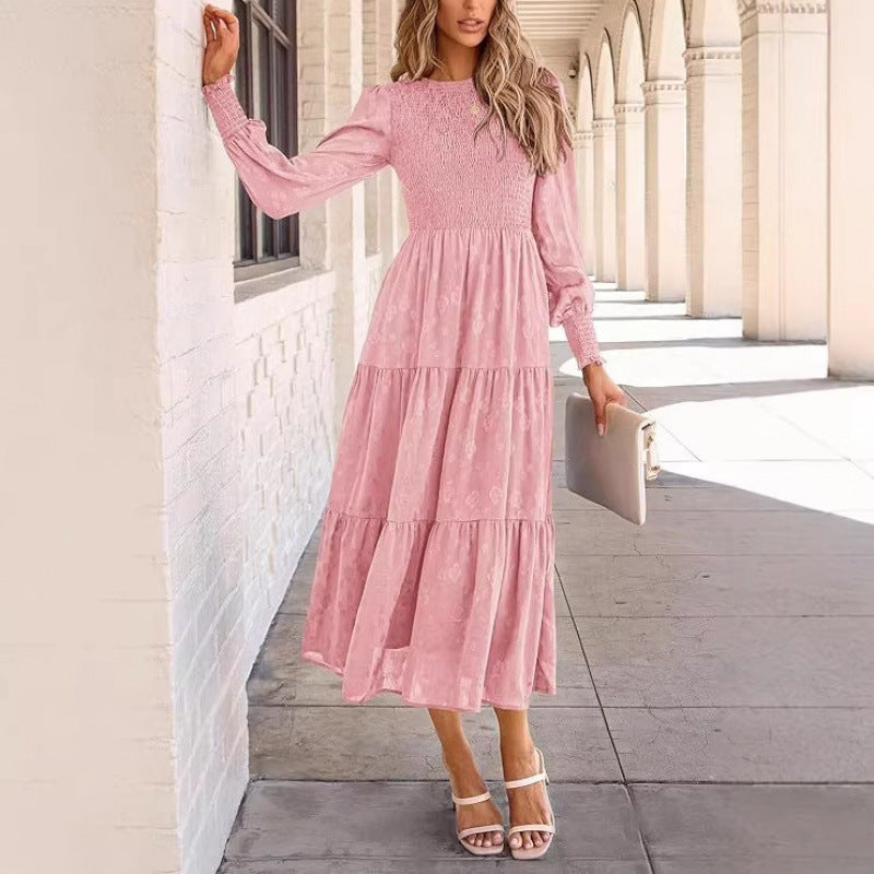Amazon fashion elegant floral long sleeve dress women's  spring new arrival - graceful and flowy