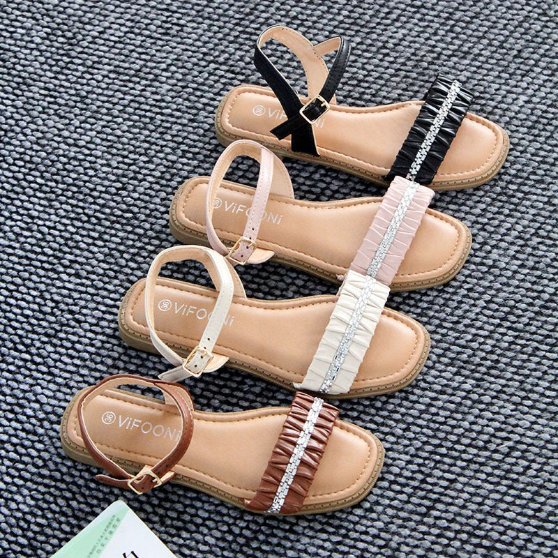 High-quality Wholesale Shoes Chaozhou Craft Shoes Women's Sandals One-word Belt Lightweight Versatile