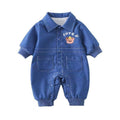 K-style khaki men's and women's baby denim baby jumpsuit rompers, long sleeves, spring & fall, cute clothes, trendy