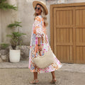 European and american cross-border   spring/summer printed vacation dress - beach, seaside, siam style sun protection maxi dress