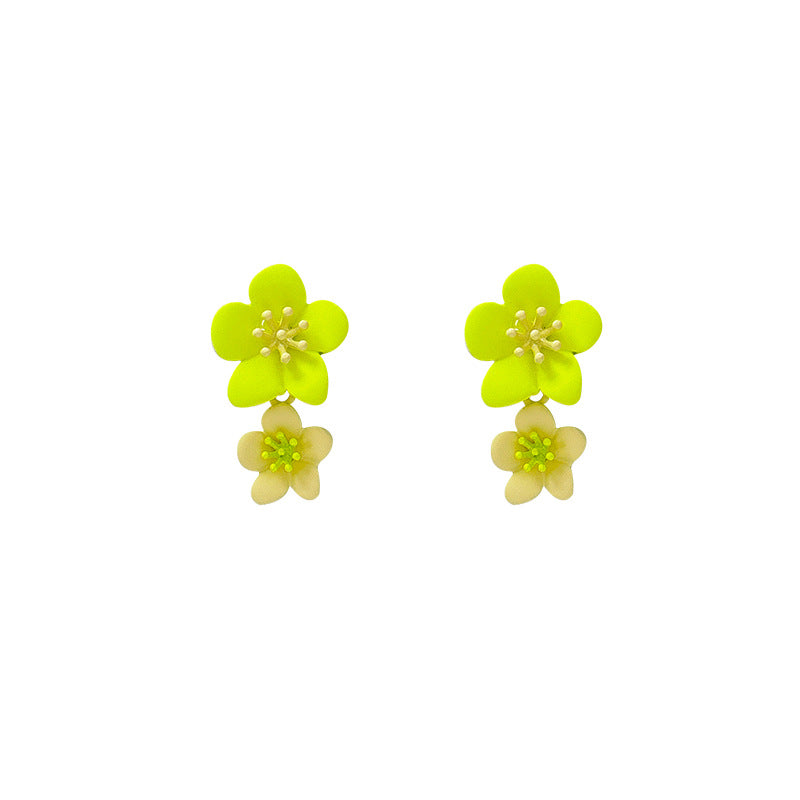 Yu shuxin's same style earrings for women green tassel flowers 2026 spring and summer fashionnew arrivalsweetclassy earrings