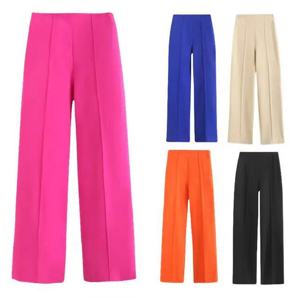 Europe and the United States   explosion commuter style solid color simple drape design straight trousers formal trousers pants women