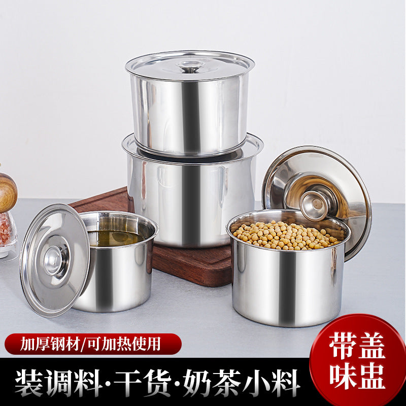 304 stainless steel spice jar with lid, kitchen airtight seasoning container, commercial and household condiment box, thickened flavor cup