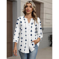 Amazon european goods  summer button-down shirt, three-quarter sleeve v-neck blouse, fashionable casual loose top