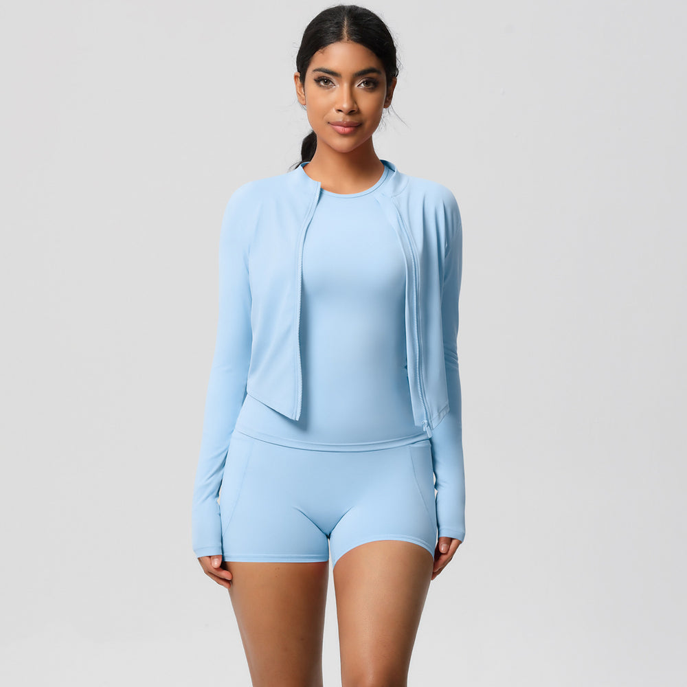 new cloud-feel quick-dry compression pocket shorts sports three-piece set pilates yoga running fitness outfit