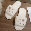 new arrivalfashionpopular rhinestone fur slippers women's fall and winter home thickenedheattech floor cotton slippers