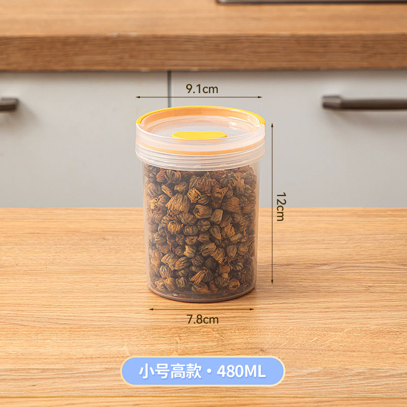 Kitchen plastic transparent grain jar fresh-keeping spices scented tea tangerine peel sealed jar food grade portable round storage box