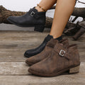 Fashionexportplus sizefall and winternew arrival pointed toe thick heel boots side zipper fashionplaid short boots in stock wholesale