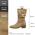 Grape mom~height increasing boots for women 2025 autumn winter v mouth slimming look maillard thick heel knee socks boots for women