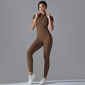 New solid color zip-up compression high-stretch short sleeve bodysuit activewear - workout, fitness, running, cropped leggings, yoga outfit