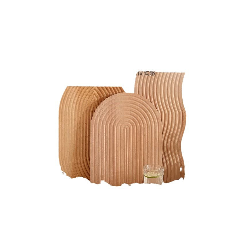 Nordic irregular plate dinner plate western food plating simple solid wood tray ornament for home korean style ins style