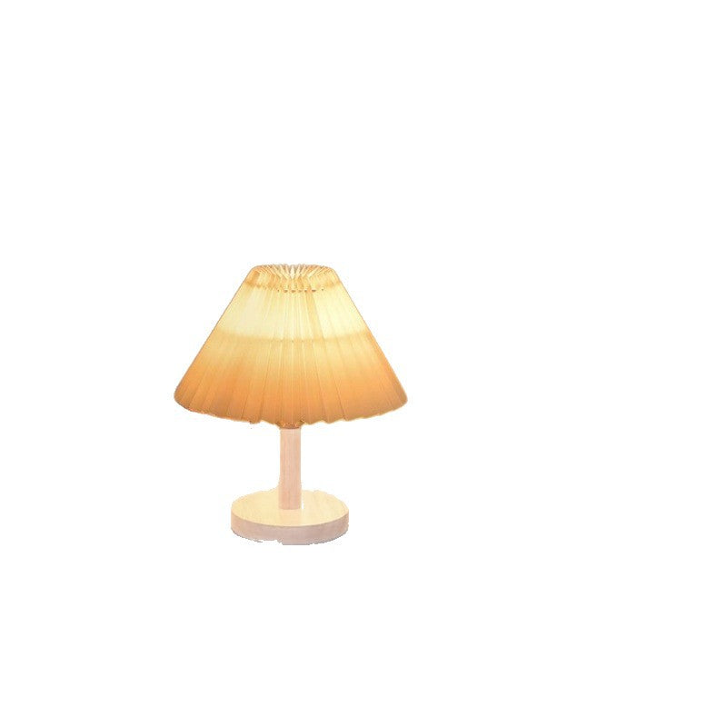 Table lamp Bedroom bedside lamp Internet celebrity ins girl atmosphere light LED Nordic retro pleated decorative night light 1