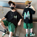 Boys' summer collection : new summer short-sleeve sets for mid-to-large children - cool, stylish, and trendy summer outfits for your little maverick